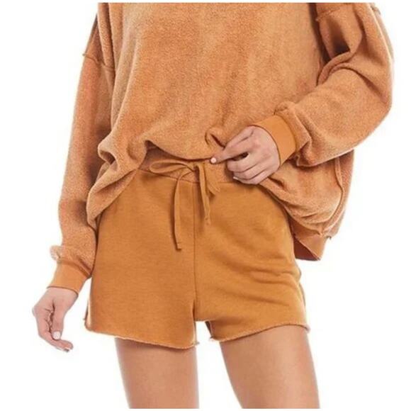 Free People Intimately Size Medium Rust Orange Drawstring Waist Shorts Pockets - Picture 10 of 10
